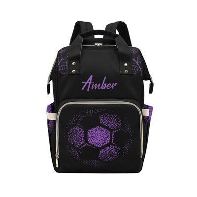 Abstract Football Leaf Purple Diaper Bags Backpack with Name Personalized Baby Bag Nursing Nappy Bag Travel Tote Bag Gifts