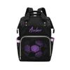 Abstract Football Leaf Purple Diaper Bags Backpack with Name Personalized Baby Bag Nursing Nappy Bag Travel Tote Bag Gifts view 1