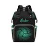 Abstract Volleyball Leaf Green Diaper Bags Backpack with Name Personalized Baby Bag Nursing Nappy Bag Travel Tote Bag Gifts view 1