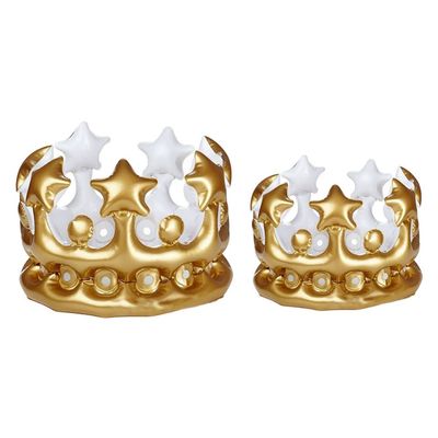 Toyvian 2pcs King Queen Inflatable Birthday Party Tiara Hat King Queen Costume Accessory for Photo Props Birthday Costume Party Supplies