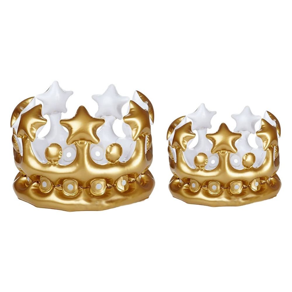 Toyvian 2pcs King Queen Inflatable Birthday Party Tiara Hat King Queen Costume Accessory for Photo Props Birthday Costume Party Supplies