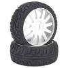 17mm Hex RC Wheels and Tires Set of 2 for 1/8 Scale On Road Racing Car Compatible with Redcat HPI HSP Kyosho 100mm Diameter Rubber (White) view 1