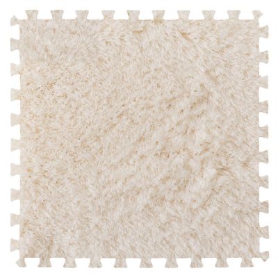 10Pcs Soft Tiles Foam Interlocking Floor Mats,Puzzle Play Mats Splicing Carpet Plush Carpet Area Rug for Playmat Play Room Bedroom Square Floor Tiles,Beige,12X12X0.2In