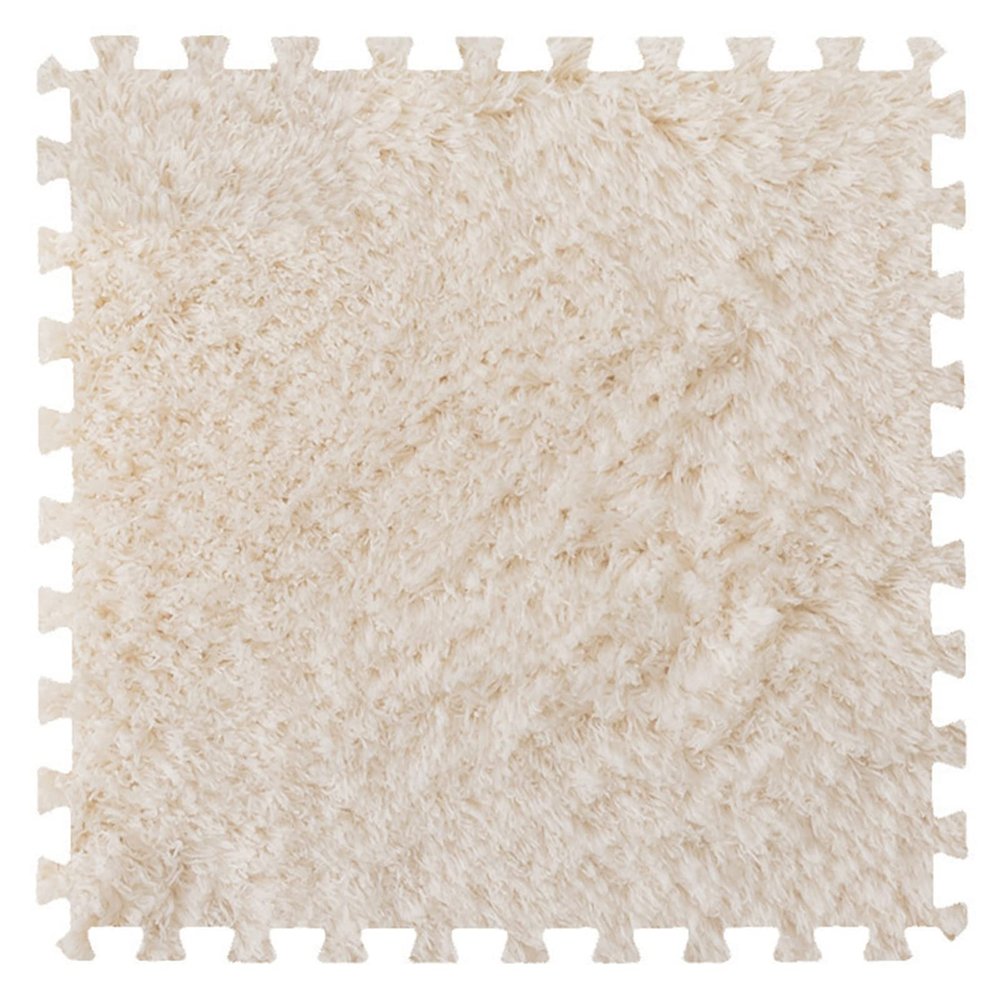 10Pcs Soft Tiles Foam Interlocking Floor Mats,Puzzle Play Mats Splicing Carpet Plush Carpet Area Rug for Playmat Play Room Bedroom Square Floor Tiles,Beige,12X12X0.2In