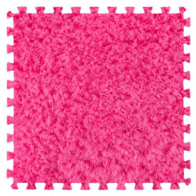 10Pcs Soft Tiles Foam Interlocking Floor Mats,Puzzle Play Mats Splicing Carpet Plush Carpet Area Rug for Playmat Play Room Bedroom Square Floor Tiles,Rose red,12X12X0.2In
