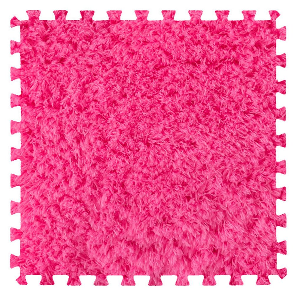 10Pcs Soft Tiles Foam Interlocking Floor Mats,Puzzle Play Mats Splicing Carpet Plush Carpet Area Rug for Playmat Play Room Bedroom Square Floor Tiles,Rose red,12X12X0.4In