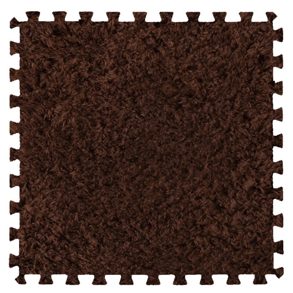 10Pcs Soft Tiles Foam Interlocking Floor Mats,Puzzle Play Mats Splicing Carpet Plush Carpet Area Rug for Playmat Play Room Bedroom Square Floor Tiles,Coffee,24x24x0.4In