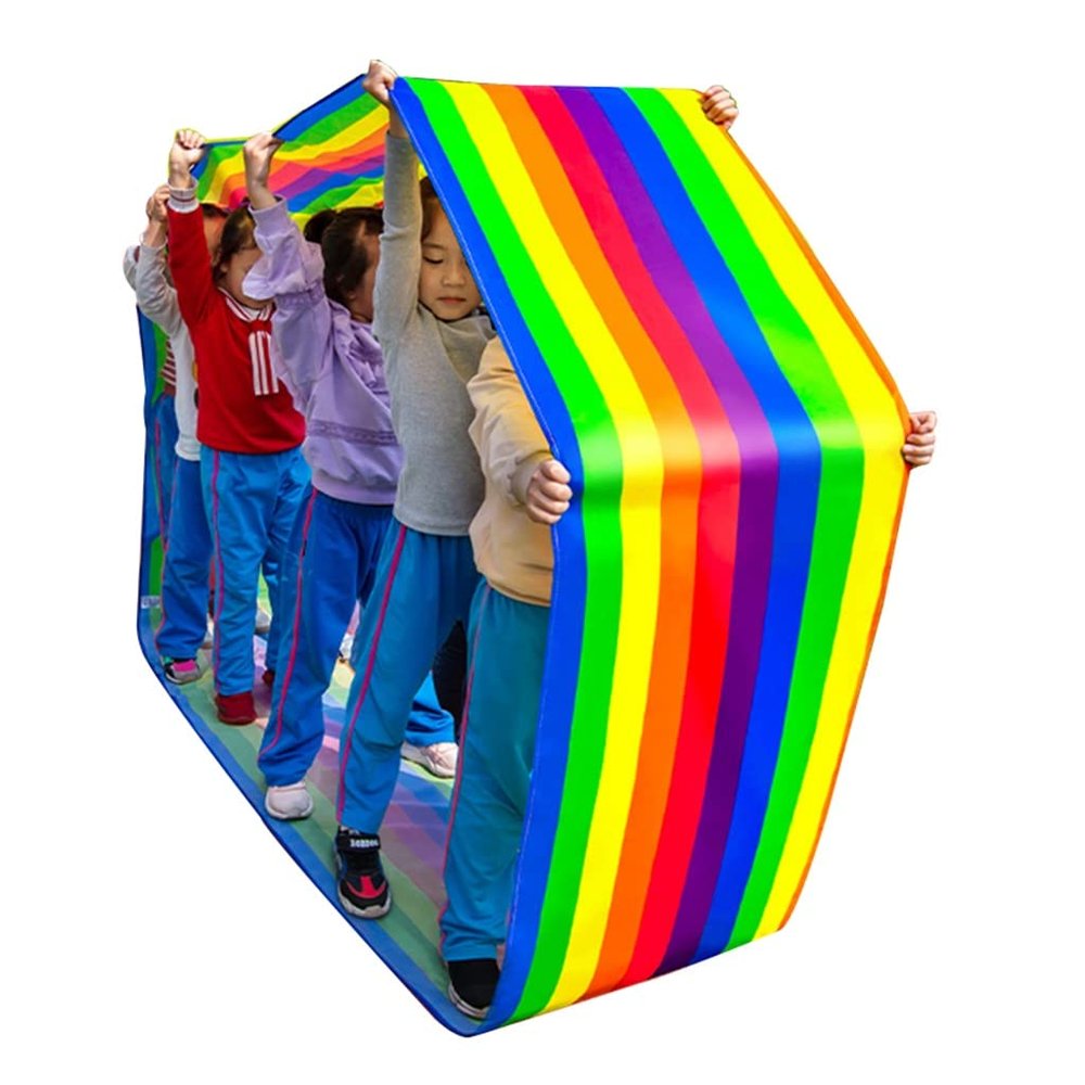 Playing Run Mat Rainbow Oxford Cloth Outdoor Teamwork Running Mat, Suitable for Kindergarten Activities, Birthday Parties, Picnic Games (Size : Kids-8M//26FT)
