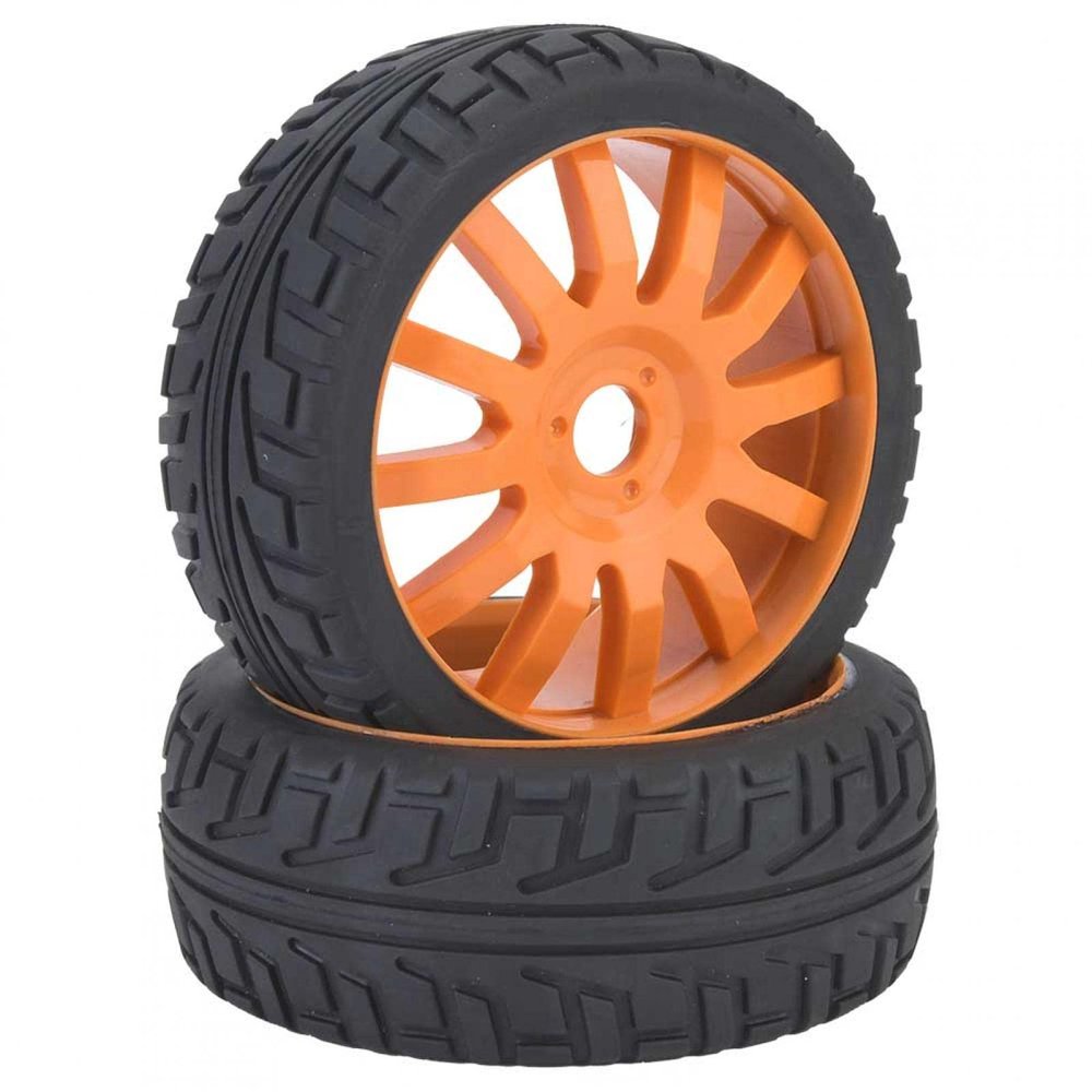 1/8 RC Off Road karts Rubber Tires Tyres & 1 : 8 Hex 17mm Wheels Rims , Racing RC Car Accessory for for HSP for HPI Racing Car Toys(Orange)