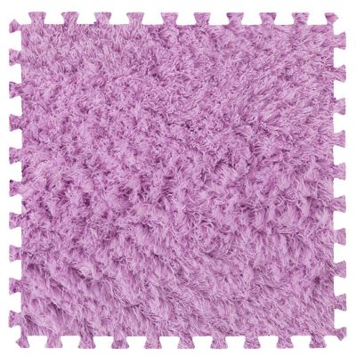 10Pcs Soft Tiles Foam Interlocking Floor Mats,Puzzle Play Mats Splicing Carpet Plush Carpet Area Rug for Playmat Play Room Bedroom Square Floor Tiles,Purple,24x24x0.4In