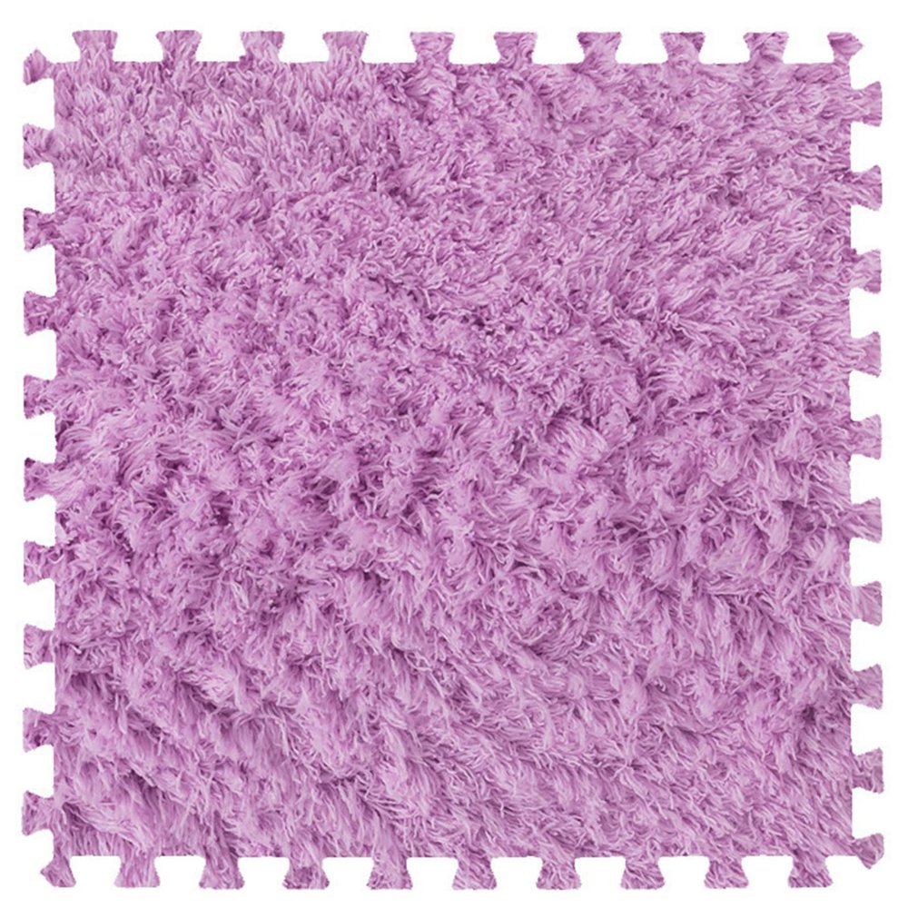 10Pcs Soft Tiles Foam Interlocking Floor Mats,Puzzle Play Mats Splicing Carpet Plush Carpet Area Rug for Playmat Play Room Bedroom Square Floor Tiles,Purple,24x24x0.4In