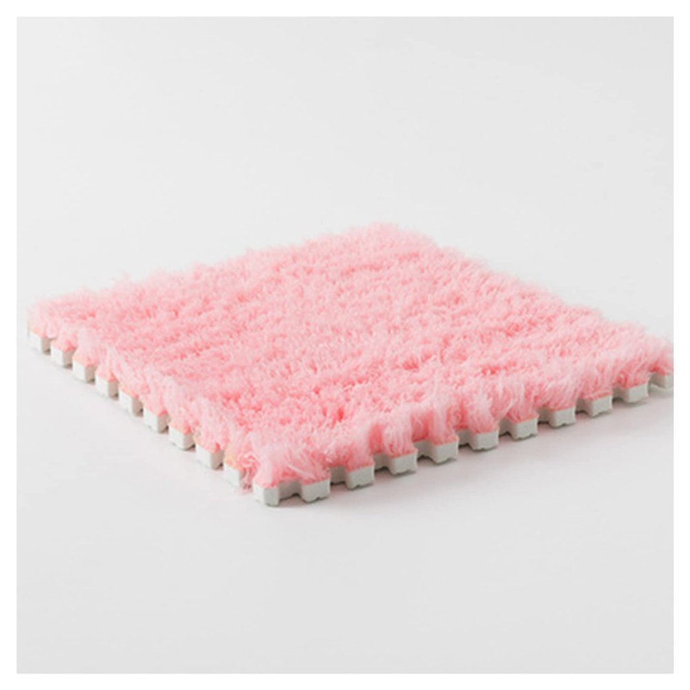 10Pcs Soft Tiles Foam Interlocking Floor Mats,Puzzle Play Mats Splicing Carpet Plush Carpet Area Rug for Playmat Play Room Bedroom Square Floor Tiles,Pink,12X12X0.2In