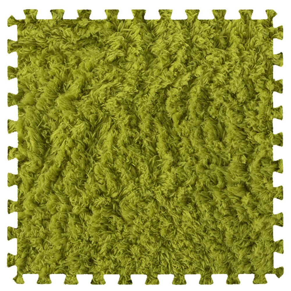 10Pcs Soft Tiles Foam Interlocking Floor Mats,Puzzle Play Mats Splicing Carpet Plush Carpet Area Rug for Playmat Play Room Bedroom Square Floor Tiles,Green,24x24x0.4In