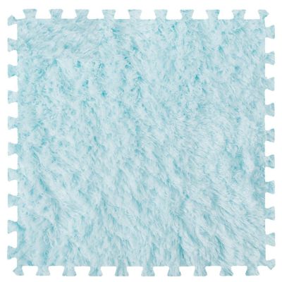 10Pcs Soft Tiles Foam Interlocking Floor Mats,Puzzle Play Mats Splicing Carpet Plush Carpet Area Rug for Playmat Play Room Bedroom Square Floor Tiles,Blue,12X12X0.4In