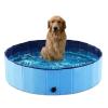 Foldable Dog Pet Bath Pool,Portable Hard Plastic PVC Pet Bathing Tub, Outdoor Collapsible Swimming Pool for Dogs Cats Puppy and Kids,Slip-Resistant Kiddie Pool Paddling Pool,Blue,32 * 8in view 1