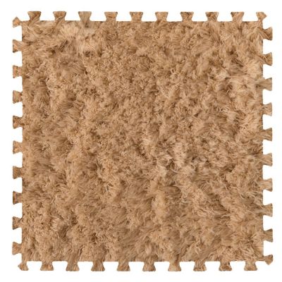 10Pcs Soft Tiles Foam Interlocking Floor Mats,Puzzle Play Mats Splicing Carpet Plush Carpet Area Rug for Playmat Play Room Bedroom Square Floor Tiles,Camel,24x24x0.4In