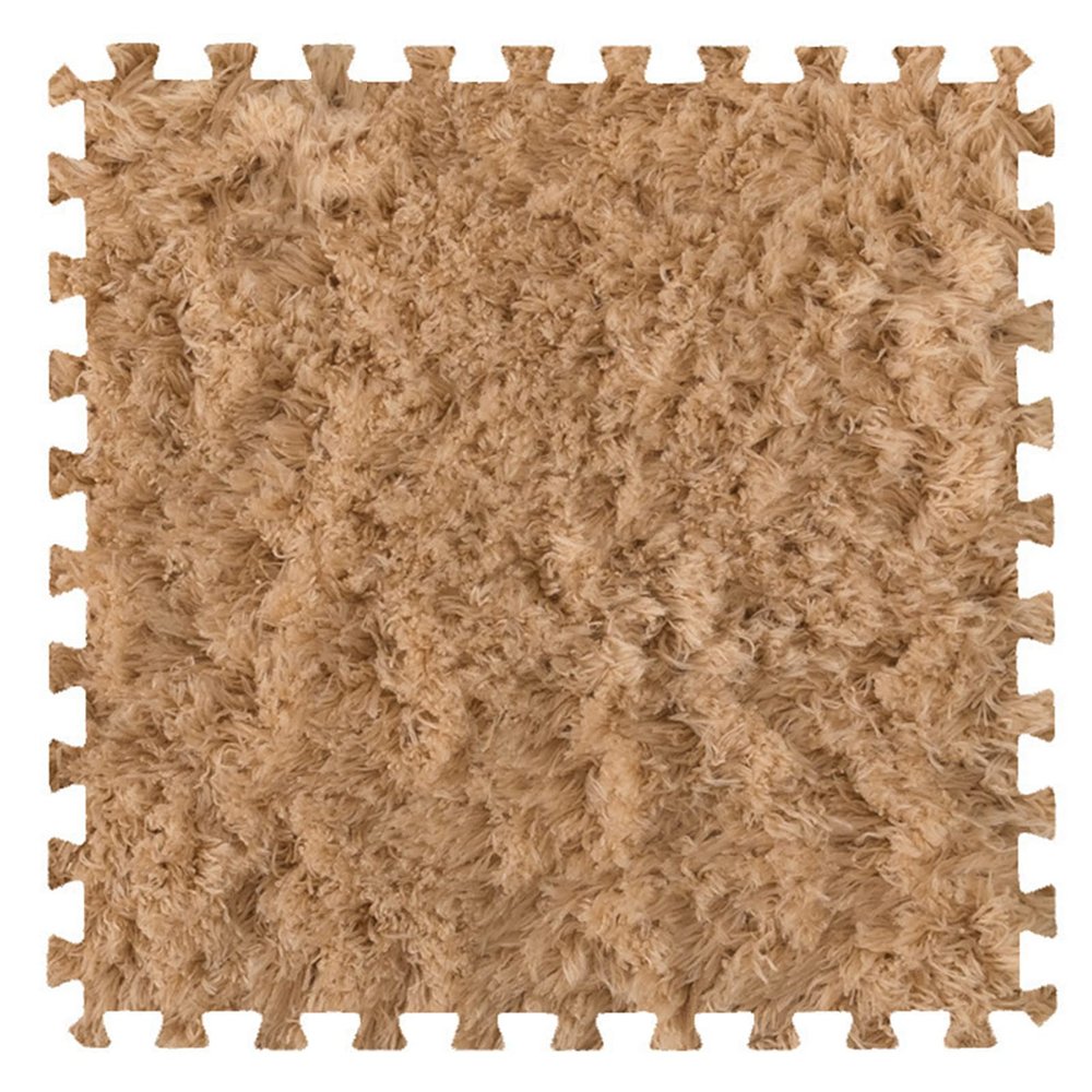 10Pcs Soft Tiles Foam Interlocking Floor Mats,Puzzle Play Mats Splicing Carpet Plush Carpet Area Rug for Playmat Play Room Bedroom Square Floor Tiles,Camel,24x24x0.4In