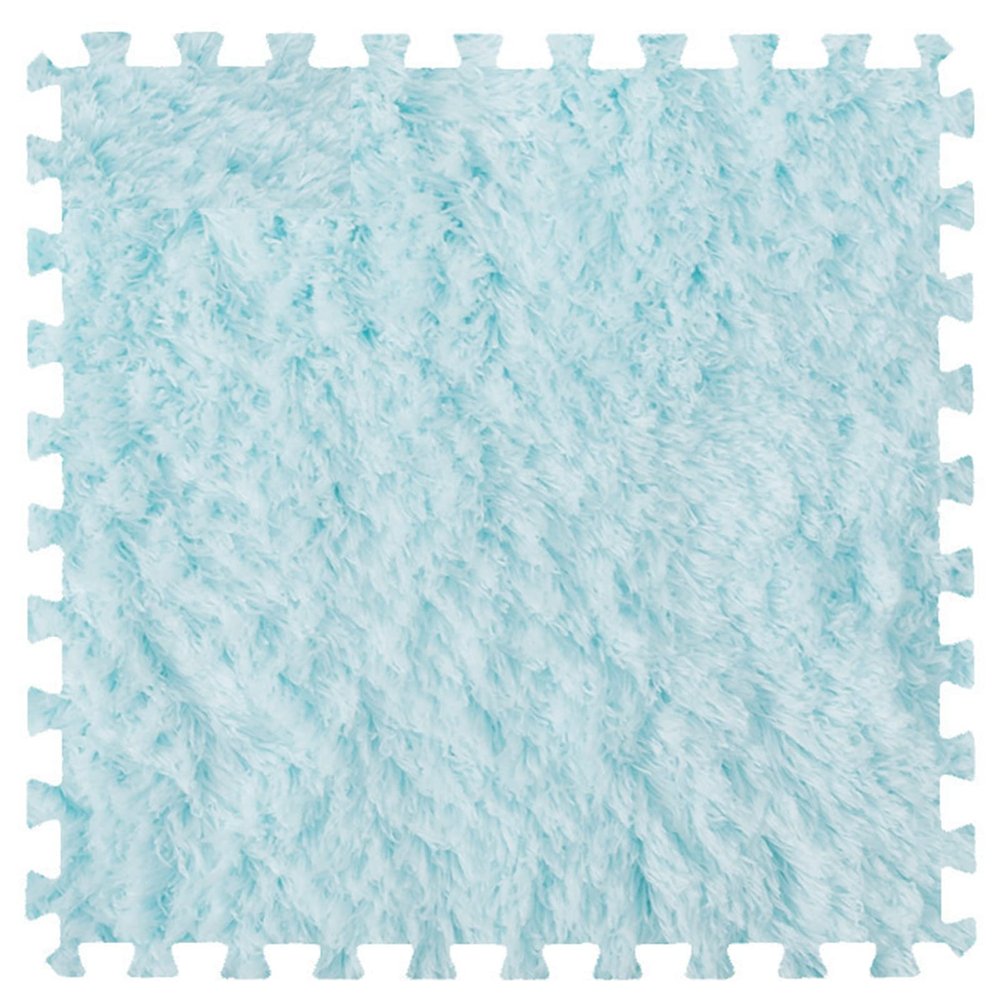 10Pcs Soft Tiles Foam Interlocking Floor Mats,Puzzle Play Mats Splicing Carpet Plush Carpet Area Rug for Playmat Play Room Bedroom Square Floor Tiles,Blue,12X12X0.2In