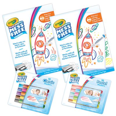 Crayola Color Wonder Mess Free Coloring Kit (120ct), 100 Mess Free Coloring Pages & 20 Mini Markers, Toddler Travel Activity, Gift for Toddlers