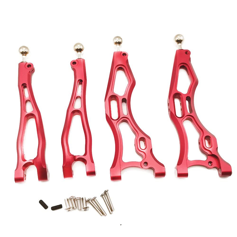 4pcs Alloy Front Lower Upper Suspension Arms w/Pivot Balls for Arrma Kraton 6S BLX Outcast 6S BLX Notorious 6S BLX Talion 6S BLX Upgrades Part (Red)