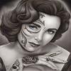 Liz by Big Ceeze Mexican Latina Pin Up Girl Tattoo Airbrush Day of the Dead Gallery Quality Paper or Canvas Fine Art Print (Gallery Quality Paper, C: 19.32" x 24.15") view 1