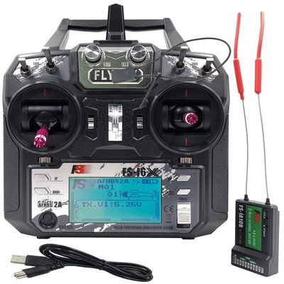 DTXMX FS-i6X 10CH Radio Transmitter and Receiver FS-iA10B 2.4G RC Controller for Airplane Helicopter FPV Drone RC Quadcopter Fly in The vast Sky (Mode-2)