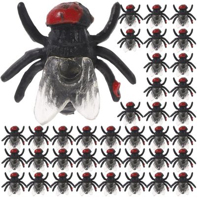 50pcs Mini Plastic Flies: Realistic Little Flies Bugs for Joke Tricking - Halloween Prop Prank for Parties April Fools