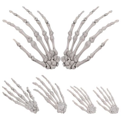 Ciieeo Halloween Skeleton Hand Ornaments 3 Pairs Plastic Fake Skeleton Hands for Haunted House Bar Party Decor and Tricky Props