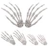 Ciieeo Halloween Skeleton Hand Ornaments 3 Pairs Plastic Fake Skeleton Hands for Haunted House Bar Party Decor and Tricky Props view 1
