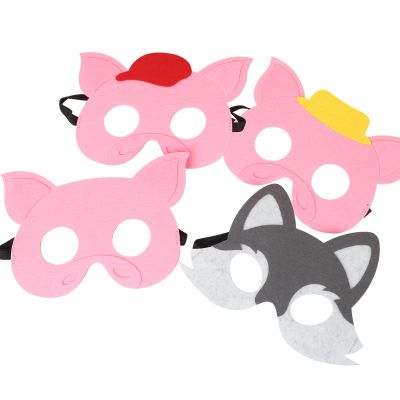4PCS Three Little Pigs & Big Bad Wolf Masks Costume for Kids (Three Little Pigs)