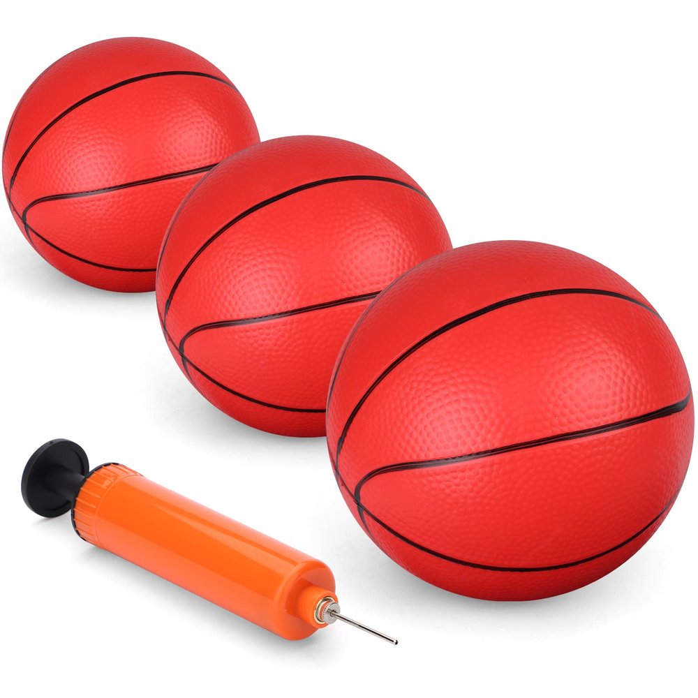 6" Mini Basketball for Mini Basketball Hoop, Small Replacement Ball Toy for Over The Door Hoop, PVC Balls for Kids Toddler, Beach Indoor Outdoor Sport Pool Game Gift Set 3 PCS (with Pump)