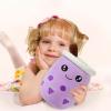 Ditucu Cute Boba Tea Plush Stuffed Bubble Tea Plushie Cartoon Soft Grape Fruit Pillow Home Hugging Gift for Kids Big Eyes Purple 13.7 inch view 3