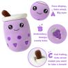 Ditucu Cute Boba Tea Plush Stuffed Bubble Tea Plushie Cartoon Soft Grape Fruit Pillow Home Hugging Gift for Kids Big Eyes Purple 13.7 inch view 4