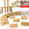 Math Domino Game for 1st & 2nd Grade | Wooden Algebra Dominoes Plus/Minus | Educational Learning Toy for Kids 6+ | Classroom, Homeschool & Teaching Supplies view 1