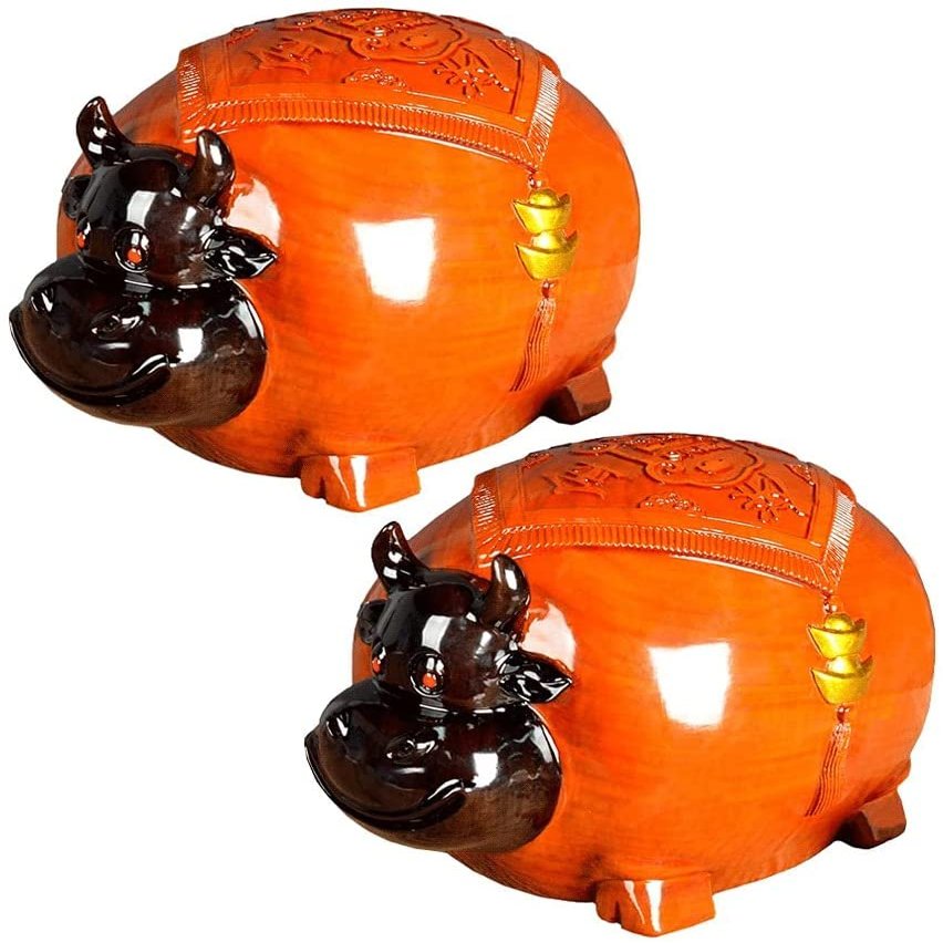 Piggy Bank for Kids,Piggy Bank for Boys Girls and Adult,Money Jar Kid's Coin Bank Wooden Piggy Bank With Key Cute Cow Piggy Bank Made Of Ebony + Rosewood Safe Money Bank For Boy Girl Gift Saving Ban