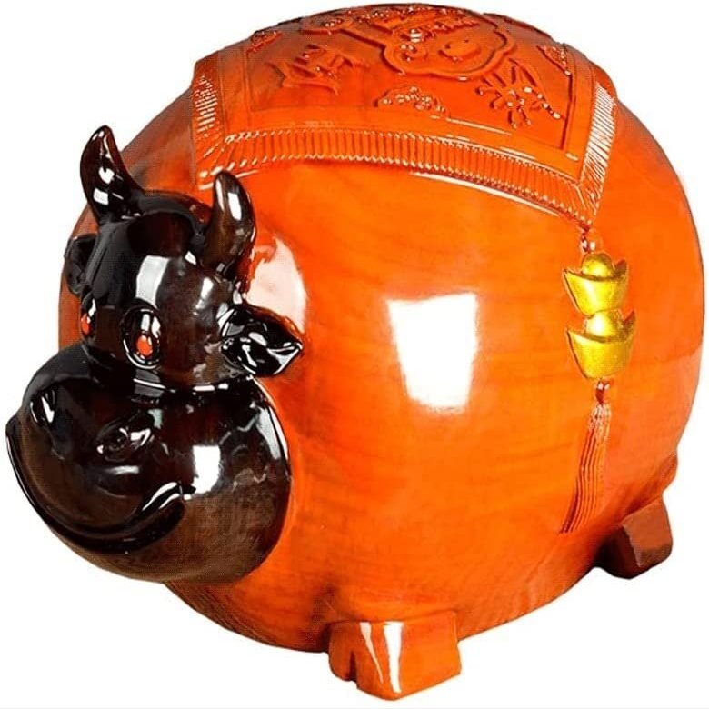 Piggy Bank for Kids,Piggy Bank for Boys Girls and Adult,Money Jar Kid's Coin Bank Wooden Piggy Bank With Key Cute Cow Piggy Bank Made Of Ebony + Rosewood Safe Money Bank For Boy Girl Gift Saving Ban