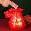 Piggy Bank for Kids,Piggy Bank for Boys Girls and Adult,Money Jar Year Of The Ox Piggy Bank Reusable Piggy Bank With Stopper Unique Design Of Coin Bag Coin Bank Cute Ceramic Money Bank For Kids Saving view 3