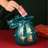 Piggy Bank for Kids,Piggy Bank for Boys Girls and Adult,Money Jar Year Of The Ox Piggy Bank Reusable Piggy Bank With Stopper Unique Design Of Coin Bag Coin Bank Cute Ceramic Money Bank For Kids Saving view 3