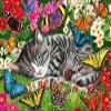 1000 Pieces Jigsaw Puzzle for Adults, Butterflies Sleeping Cat Wooden Jigsaw Puzzle, Exercise Memory Relieve Stress Game Jigsaw Puzzle Family Activities Decompression Gifts view 1