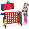 Costzon Giant 4-in-A-Row, Jumbo 4-to-Score Giant Game w/Carrying Bag, Basketball Hoop, 42 Jumbo Rings, Quick-Release Slider, Indoor Outdoor Family Connect Game for Kids & Adults, Backyard Games view 1
