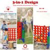 Costzon Giant 4-in-A-Row, Jumbo 4-to-Score Giant Game w/Carrying Bag, Basketball Hoop, 42 Jumbo Rings, Quick-Release Slider, Indoor Outdoor Family Connect Game for Kids & Adults, Backyard Games view 2
