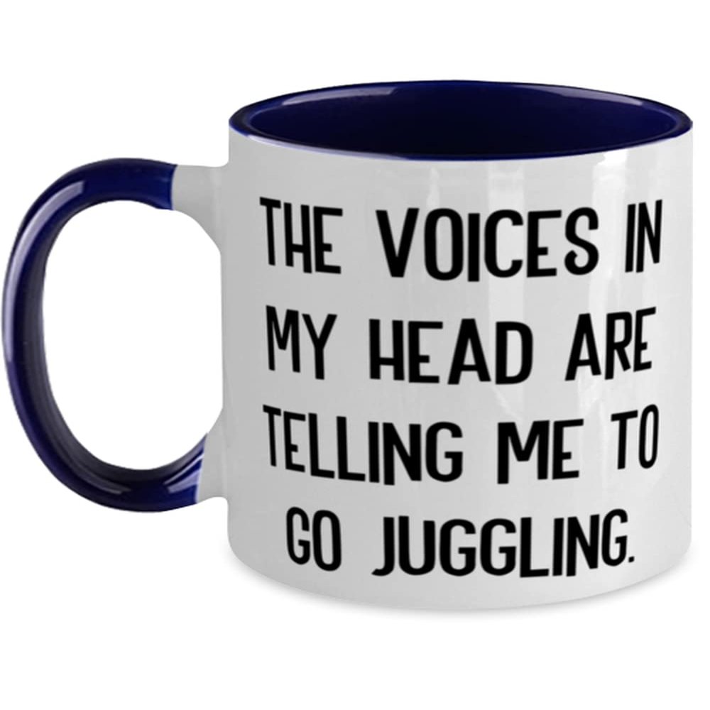 Fun Juggling Two Tone 11oz Mug, The Voices in My Head are Telling Me to Go Juggling, Present For Men Women, Fun From