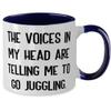 Fun Juggling Two Tone 11oz Mug, The Voices in My Head are Telling Me to Go Juggling, Present For Men Women, Fun From view 2