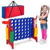 Costzon Giant 4-in-A-Row, Jumbo 4-to-Score Giant Game w/Carrying Bag, Basketball Hoop, 42 Jumbo Rings, Quick-Release Slider, Indoor Outdoor Family Connect Game for Kids & Adults, Backyard Games view 1