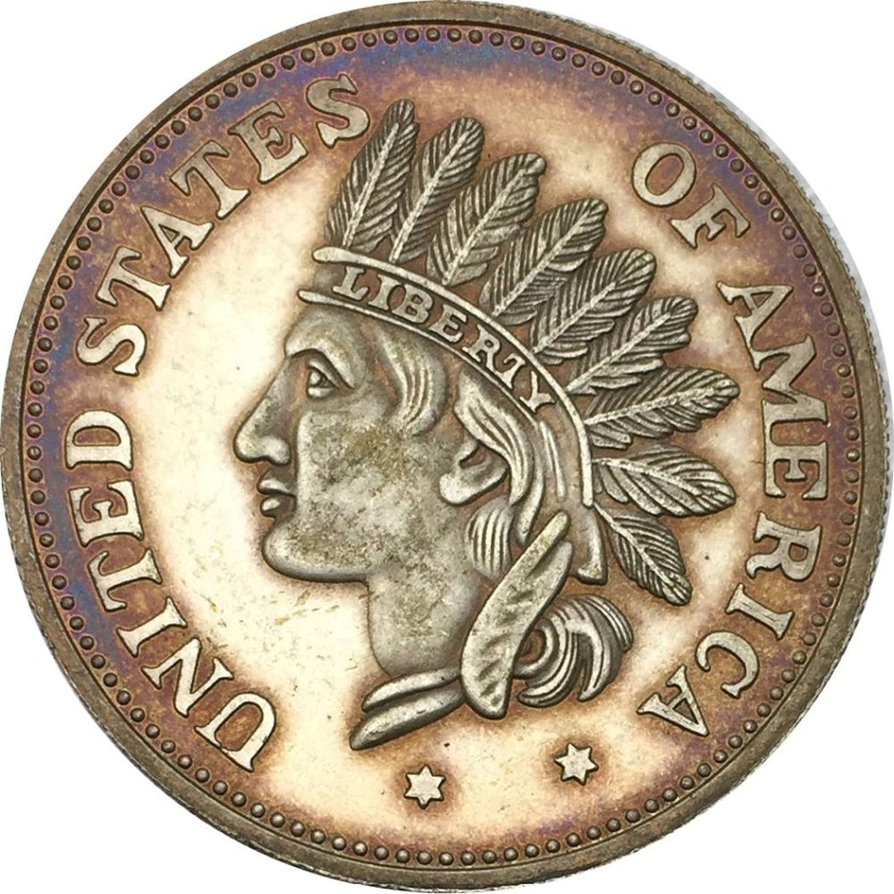 Rare 1851 American USA United States Indian Head Dollar Restrike Cool Silver Color Coin. Explore Now!