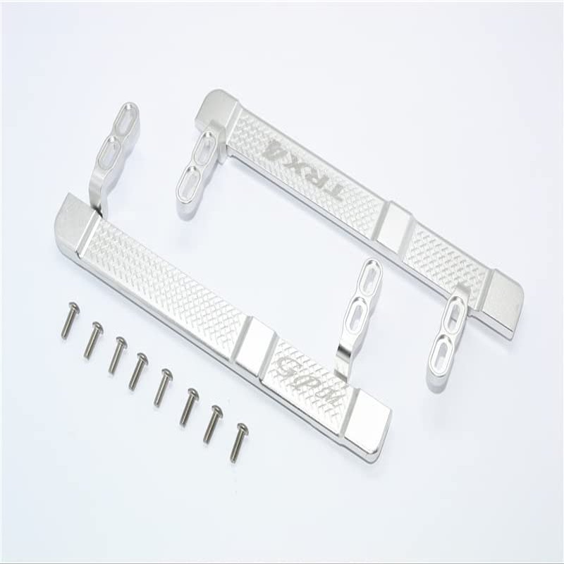 10Pc Set Upgrades Aluminum Side Steps with 1/10 Trx4 Defender Trail Crawler (82056-4) Rc Cars by GPM (Silver)