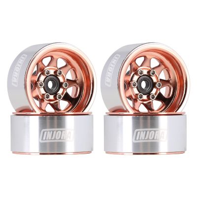 INJORA 1.0 Beadlock Wheel Stamped Steel Beadlock Deep Dish 1.0" Wheels for 1/18 TRX4M Axial AX24 SCX24 Gladiator Deadbolt Bronco C10 JLU Upgrade Parts(Rose Gold)