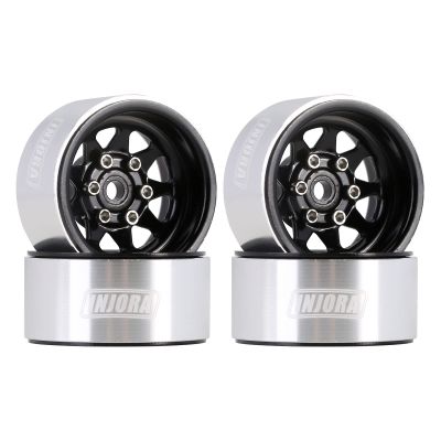 INJORA 1.0 Beadlock Wheel Stamped Steel Beadlock Deep Dish 1.0" Wheels for 1/18 TRX4M Axial AX24 SCX24 Gladiator Deadbolt Bronco C10 JLU Upgrade Parts(Black)
