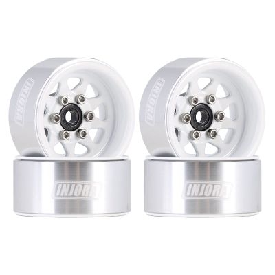 INJORA 1.0 Beadlock Wheel Stamped Steel Beadlock Deep Dish 1.0" Wheels for Axial SCX24 Gladiator Deadbolt Bronco C10 JLU Upgrade Parts(White)
