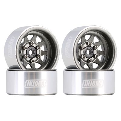 INJORA 1.0 Beadlock Wheel Stamped Steel Beadlock Deep Dish 1.0" Wheels for 1/18 TRX4M Axial AX24 SCX24 Gladiator Deadbolt Bronco C10 JLU Upgrade Parts(Grey)